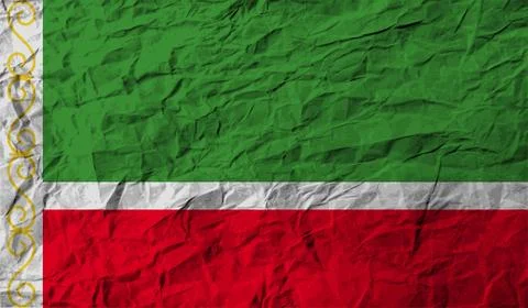 Flag of Chechen Republic with old texture. Vector 스톡 일러스트