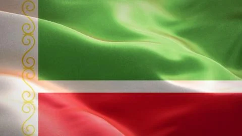 Flag of Chechen Republic waving in the wind. 3D Waving flag design. Stock Illustration