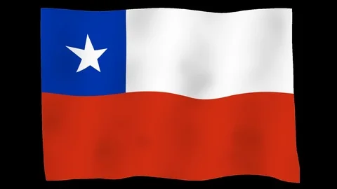 Flag of Chile, 60 fps, slow motion, lopped, alpha channel Stock Footage 100589590
