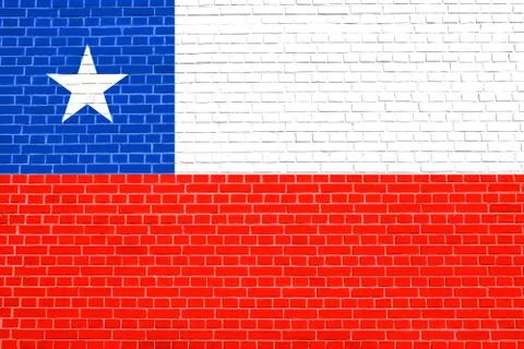 Flag of Chile on brick wall texture background. Chilean national flag. Stock Illustration