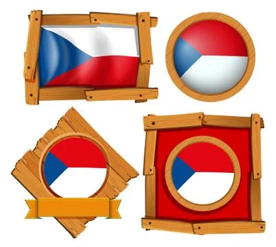 Flag of Chile on different frames 스톡 일러스트
