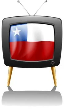 The flag of Chile inside the TV Stock Illustration