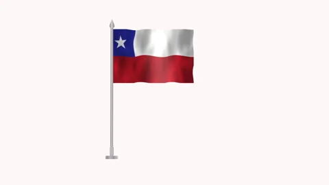 Flag of Chile, Pole flag of Chile on white screen, Chile 3D Animation flag .. Stock Footage 264118733