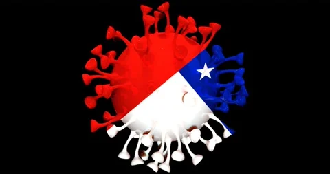 Flag of Chile on Seamless looping 3D animation of the covid-19 Corona Virus Video stock 166461587