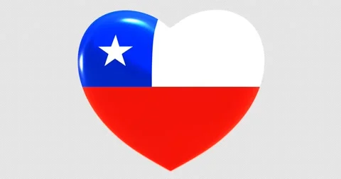 Flag of Chile on turning Heart 3D Loop Animation with Alpha Channel 4K UHD 60FPS Stock Footage 168480607