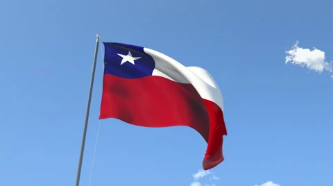 The flag of Chile Waving on the Wind. Stock Footage 40635740