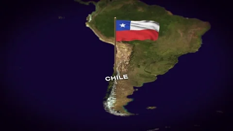 The Flag of Chile on the World Map, Chile map with flag 3d animation Stock Footage 289643580