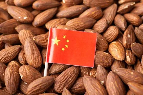 Flag of China on almonds Stock Photos