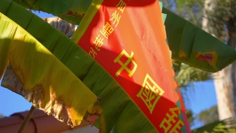 Flag of China flutters in the wind in slow motion 180fps Stock Footage 164584452
