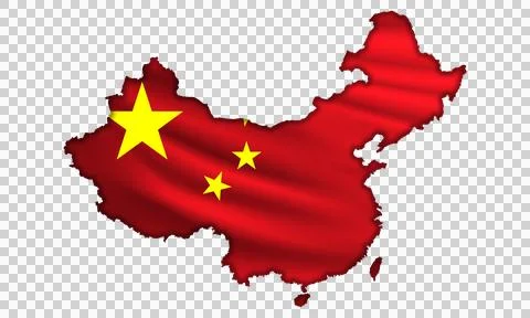 Flag China in the form of a map Stock Illustration