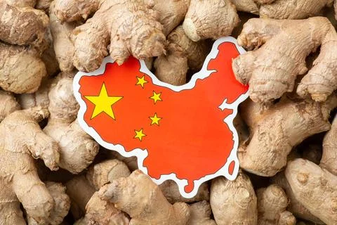 Flag of China on ginger Stock Photos