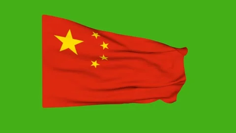 Flag of China on a green screen. 3D animation. Stock Footage 176346313