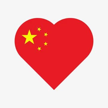 The flag of China in a heart shape Illustrazione stock