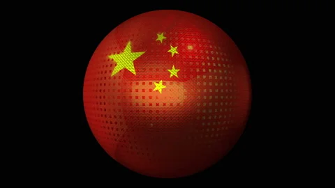 Flag of China as an icon. Rotating ball with texture. 스톡 동영상 138426977