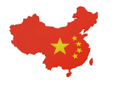 Flag of China inside the shape of the map of China Иллюстрация