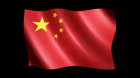 Flag of China isolated on alpha channel, seamless looping Stock Footage 73352163