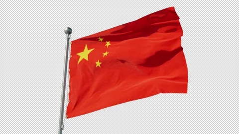 Flag of China, looped and seamless. Fabric texture, realistic wind, bottom view Stock Footage 242587248
