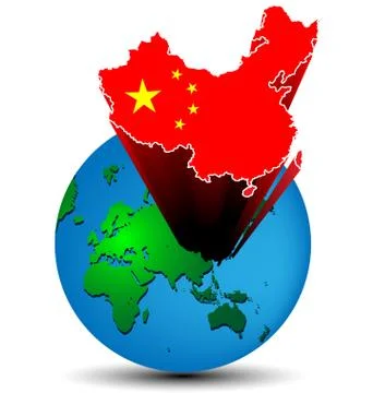 Flag China map on the earth Stock Illustration