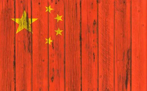 Flag of China painted on wooden frame Ilustração Stock