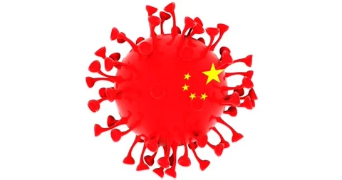 Flag of China on Seamless looping 3D animation of the covid-19 Corona Virus Video stock 166461582
