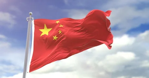 Flag Of China Sky Background. China Flag Wave Slow Motion And Loop 4K. Video stock 96414464