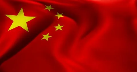 Flag of China waving high resolution 10K+ size Stock Illustration