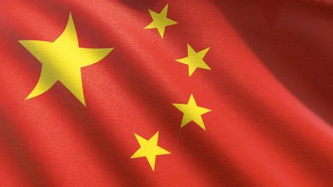 The flag of china waving in the wind 3d-rendering イラスト素材