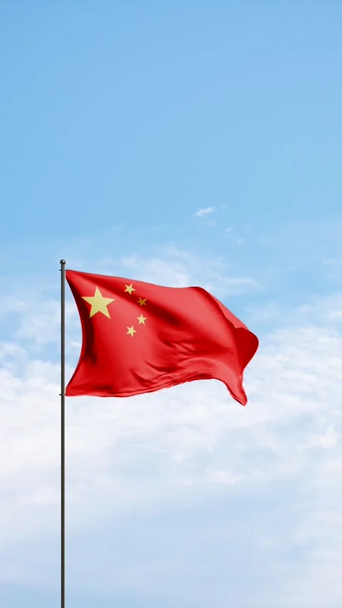 Flag of China waving in the wind. Video stock 322522036