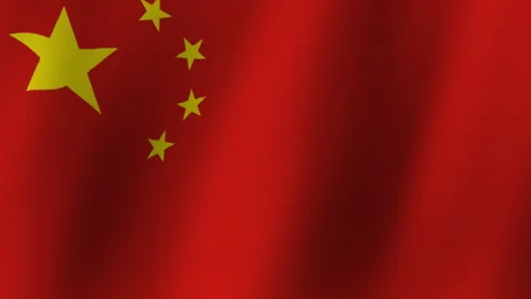Flag of Chinese. Waving flag with highly detailed fabric texture Stock Footage 249376097
