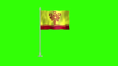 Flag of Chuvashia, Pole flag of Chuvashia on Green screen chroma key, Chuva.. Stock Footage 264118996