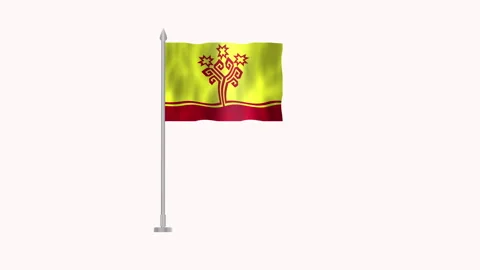 Flag of Chuvashia, Pole flag of Chuvashia on white screen, Chuvashia 3D Ani.. Stock Footage 264119071