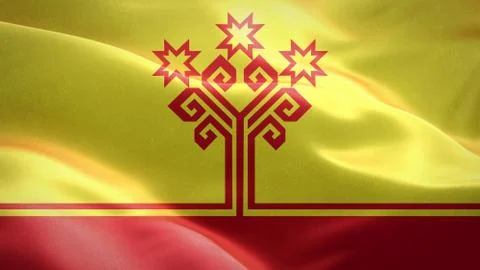 Flag of Chuvashia waving in the wind. 3D Waving flag design. Stock Illustration