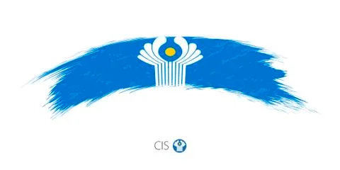Flag of CIS in rounded grunge brush stroke. Stock Illustration