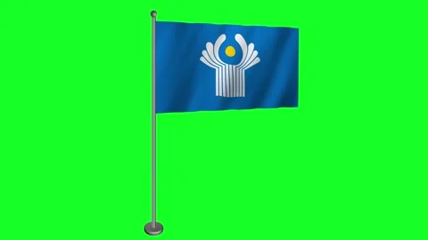 Flag of the CIS waving animation in wind on Green Screen Stock Footage 285434952