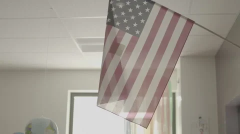 Flag in classroom Stock Footage 62822874