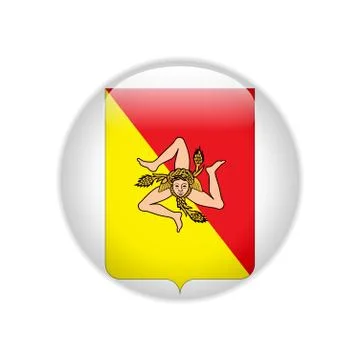 Flag Coat of arms of Sicily on button Illustrazione stock