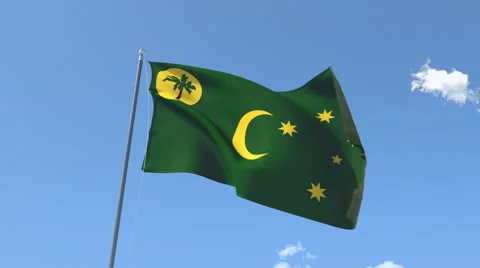 The flag of Cocos Island Waving on the Wind. Stock Footage 40631887