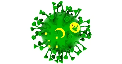 Flag of the Cocos Keeling on Seamless looping 3D animation of the covid-19 Stock Footage 166461612