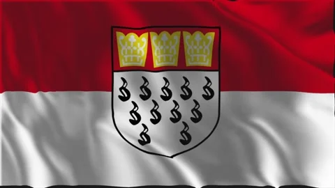 Flag of Cologne waving slowly Stockbeeldmateriaal 341968051
