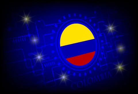 Flag of colombia on a background of technology. Stock Illustration