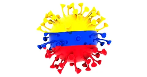 Flag of Colombia on Seamless looping 3D animation of the covid-19 Corona Virus Stock Footage 166461618