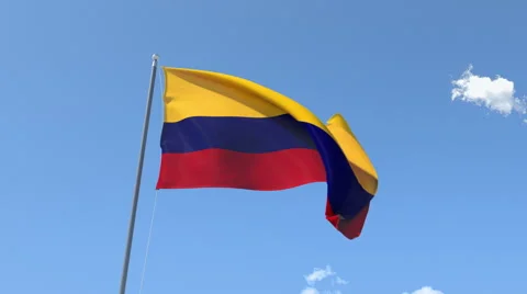 The flag of Colombia Waving on the Wind. Stock Footage 40628318