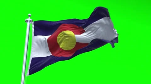 Flag of Colorado US State waving flag animation on a green screen Stock Footage 296869018