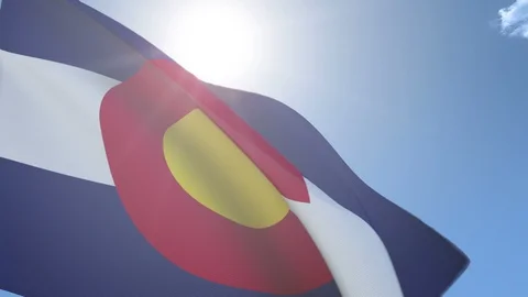 Flag of Colorado Waving in the Wind Stock Footage 90717694