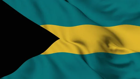 Flag of the Commonwealth of the Bahamas fluttering in the wind Stock Footage 139713094