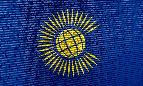 Flag of the Commonwealth of Nations over digital code. Concept of cybersecu.. Stock Photos