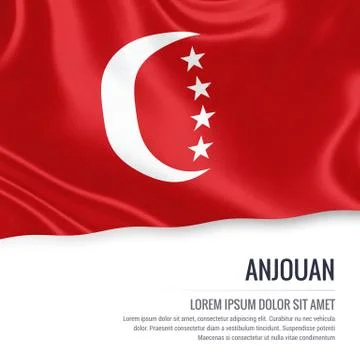 Flag of Comorian state Anjouan waving on an isolated white background. Stat.. Stock Illustration