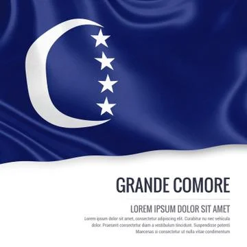 Flag of Comorian state Grande Comore waving on an isolated white background.. Stock Illustration