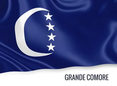 Flag of Comorian state Grande Comore waving on an isolated white background.. Stock Illustration