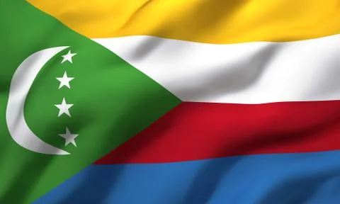 Flag of Comoros blowing in the wind Stock Illustration
